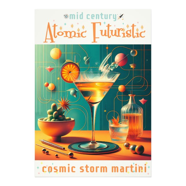 Atomic Futuristic Cosmic Storm Martini Fototryck (Framsidan)
