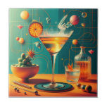 Atomic Futuristic Cosmic Storm Martini Kakelplatta<br><div class="desc">Welcome to my Mid Century Fantasy World! Designs in this store are born of growing up in a Mid Century home complete with Martini loving parents.  Break out the cocktails.  Merging fact with fantasy within Mid Century Modern,  Jazz,  Retro Futuristic,  Atomic and Space Age Designs.</div>