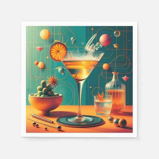 Atomic Futuristic Cosmic Storm Martini Pappersservett (Framsidan)