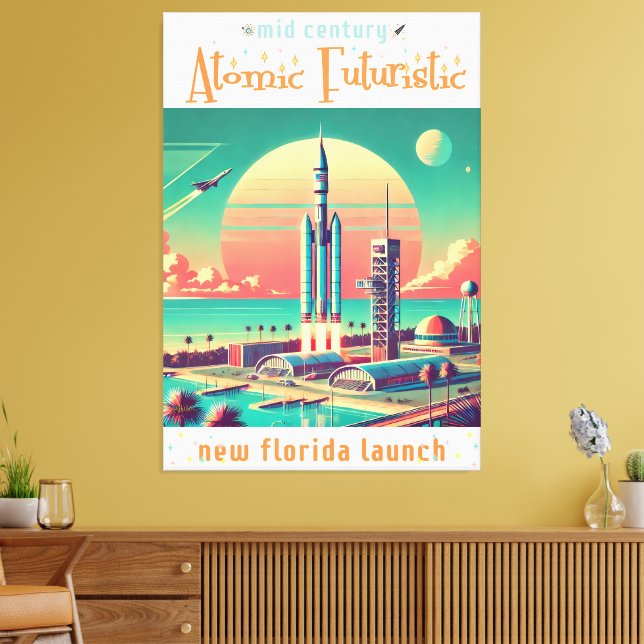 Atomic Futuristic New Florida Launch Site Canvastryck (Insitu (Vardagsrum))