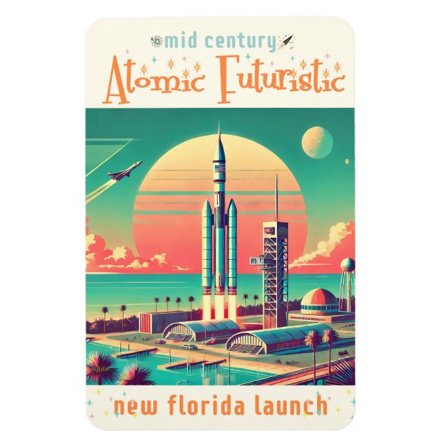 Atomic Futuristic New Florida Launch Site Magnet (Vertikal)