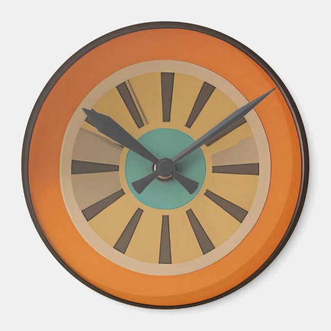 Atomic Futuristic Orange Slice Clock Image Magnet (Framsidan)
