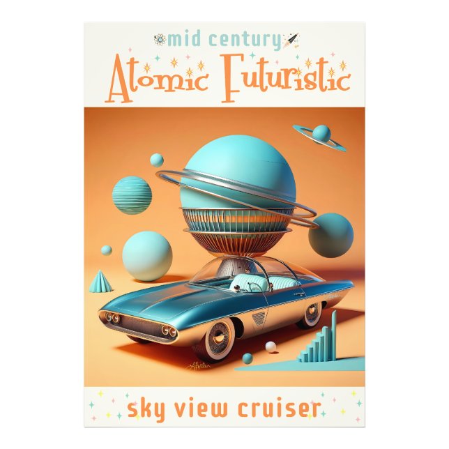 Atomic Futuristic Sky View Cruiser Car  Fototryck (Framsidan)