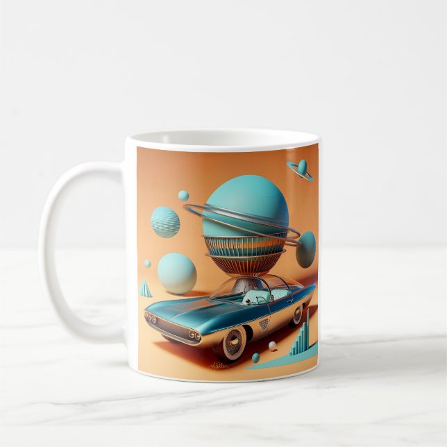 Atomic Futuristic Sky View Cruiser Car  Kaffemugg (Vänster)