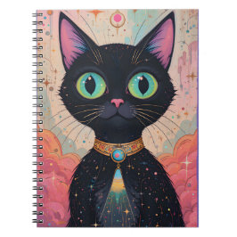 Atomic Futuristiska Cosmic Black Cat Universe Anteckningsbok