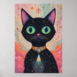 Atomic Futuristiska Cosmic Black Cat Universe Poster