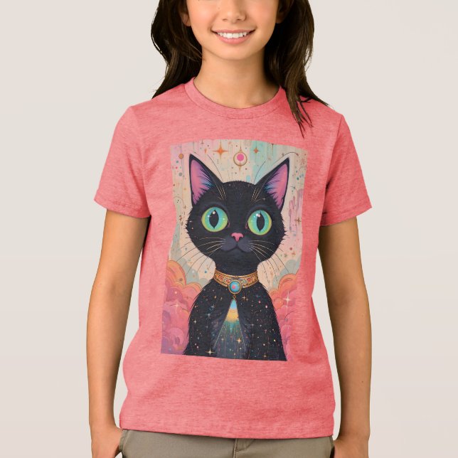 Atomic Futuristiska Cosmic Black Cat Universe T Shirt (Framsida)