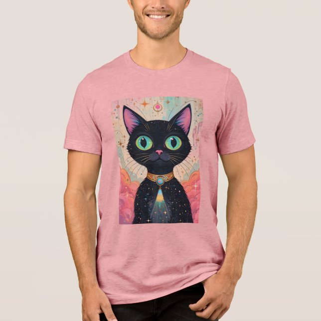 Atomic Futuristiska Cosmic Black Cat Universe T Shirt (Framsida)