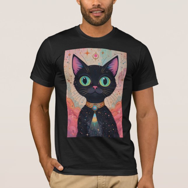 Atomic Futuristiska Cosmic Black Cat Universe T Shirt (Framsida)