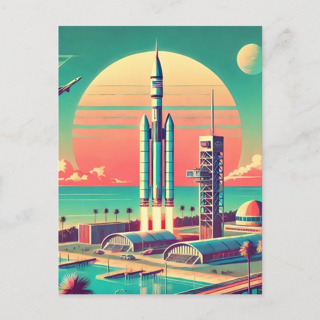 Atomic Futuristiska New Florida Launch Site Vykort (Framsida)