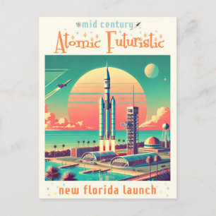 Atomic Futuristiska New Florida Launch Site Vykort