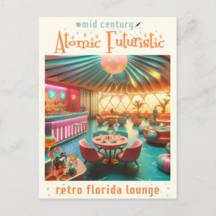Atomic Futuristiska Retro Florida Lounge Vykort