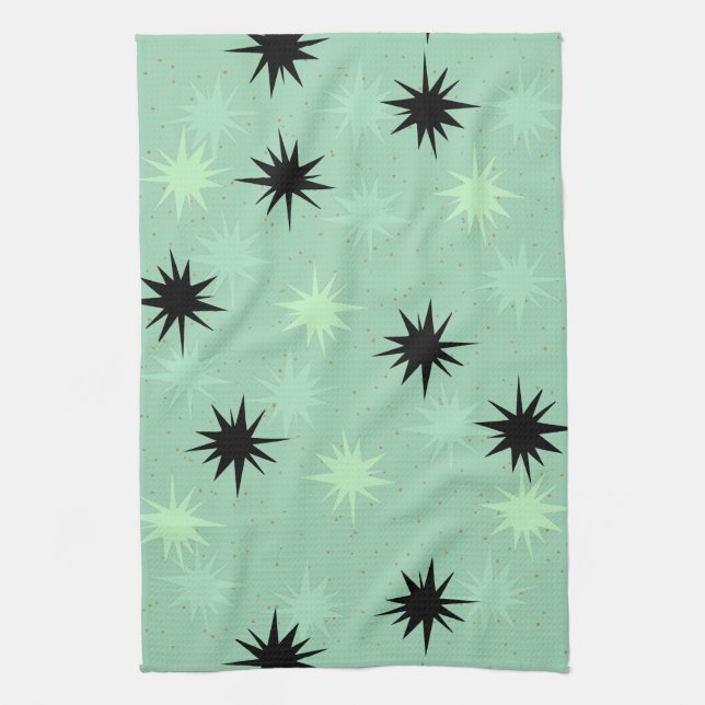 Atomic Jade and Mint Starbursts Kitchen Towel Kökshandduk (Vertikal)