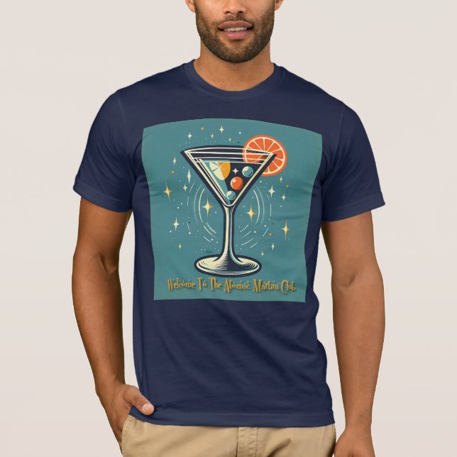 Atomic Martini Club Retro Futuristic Cocktail T Shirt (Framsida)
