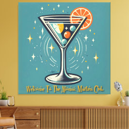 Atomic Martini Club Retro Futuristisk Cocktail Canvastryck