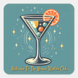Atomic Martini Club Retro Futuristisk Cocktail Fyrkantigt Klistermärke