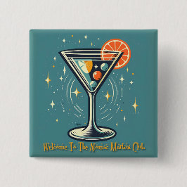 Atomic Martini Club Retro Futuristisk Cocktail Knapp