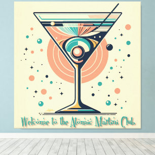 Atomic Martini Club Retro Futuristisk Rymdålder Canvastryck