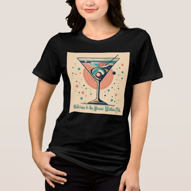 Atomic Martini Club Retro Futuristisk Rymdålder T Shirt (Framsida)