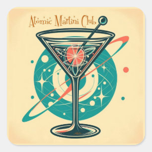 Atomic Martini Club Space Age Fyrkantigt Klistermärke