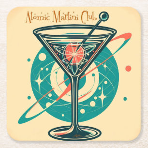 Atomic Martini Club Space Age Underlägg Papper Kvadrat
