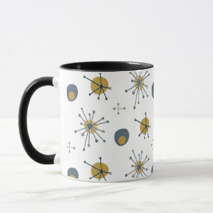 Atomic MCM Starburst Mönster Navy, Mustard, Grått Mugg
