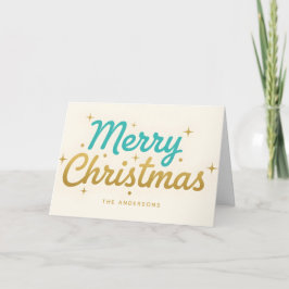 Atomic Midcentury Script Merry Christmas Helgkort