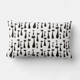 Atomic Retro Black Cat Silhouette Mönster Lumbarkudde