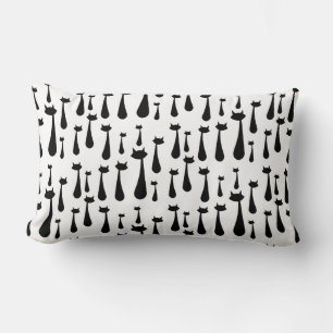 Atomic Retro Black Cat Silhouette Mönster Lumbarkudde