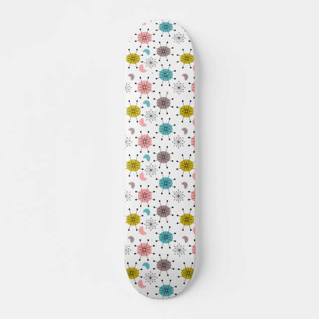 Atomic Retro Starburst Mönster Mini Skateboard Bräda 18,5 Cm (Framsida)