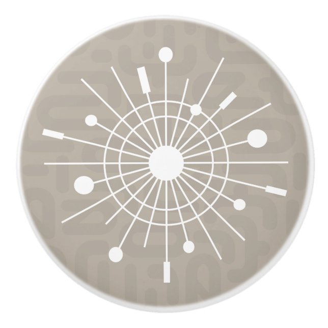 Atomic Snowflake Starburst Sputnik MCM Ceramic Kno Knopp (Framsidan)