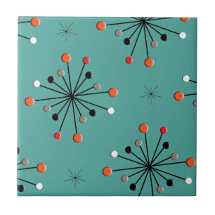 Atomic Sphere Star Burst Retro Patern Ceramic Tile Kakelplatta