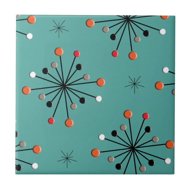 Atomic Sphere Star Burst Retro Patern Ceramic Tile Kakelplatta (Framsidan)
