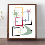 Atomic Squares Stars och Boomerang Mid Century Poster<br><div class="desc">Lägg till stänk i roligt och färg i din mur med denna fantastiska atomera,  moderna poster! Den här designen har abstrakt-fyrkanter,  stjärnor och en bomerang i färg av rött,  grönt,  blått,  gult och svart... Så funky!</div>