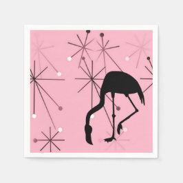 Atomic Starburst MidCentury Modern Flamingo Rosa Pappersservett
