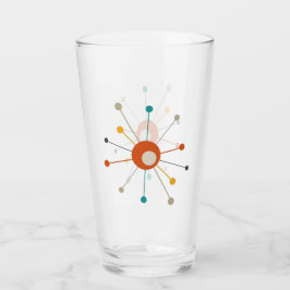 Atomic Starburst Red Teal Gult Mid Century Glaskopp