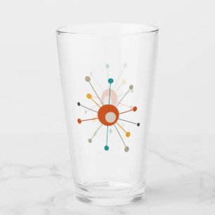 Atomic Starburst Red Teal Gult Mid Century Glaskopp