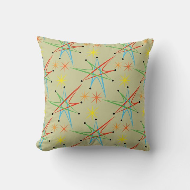 Atomic Starburst Retro Multicolor Mönster Kudde (Framsida)
