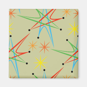 Atomic Starburst Retro Multicolor Mönster Magnet