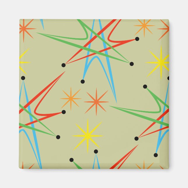 Atomic Starburst Retro Multicolor Mönster Magnet (Framsidan)