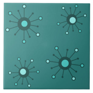 Atomic Starbursts Teal Kakelplatta