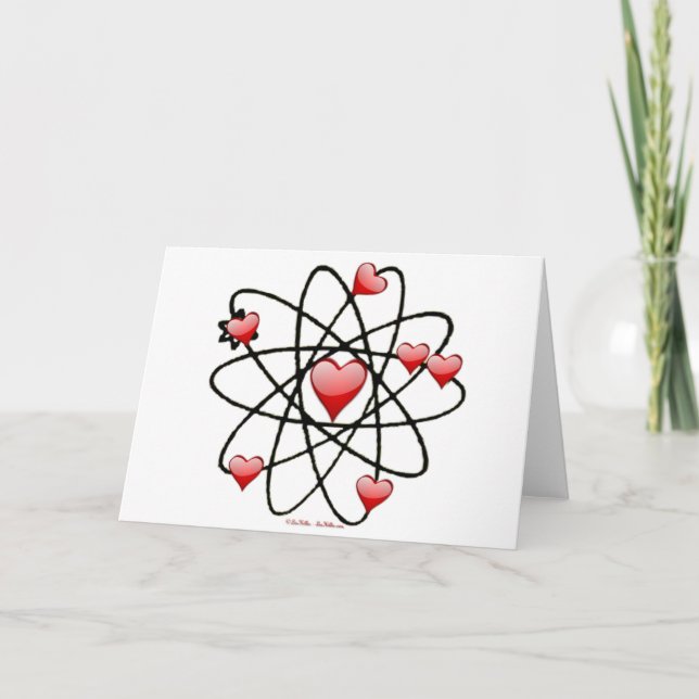 Atomic Valentine Red Hearts Helgkort (Framsida)