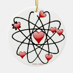 Atomic Valentine Red Hearts Julgransprydnad Keramik