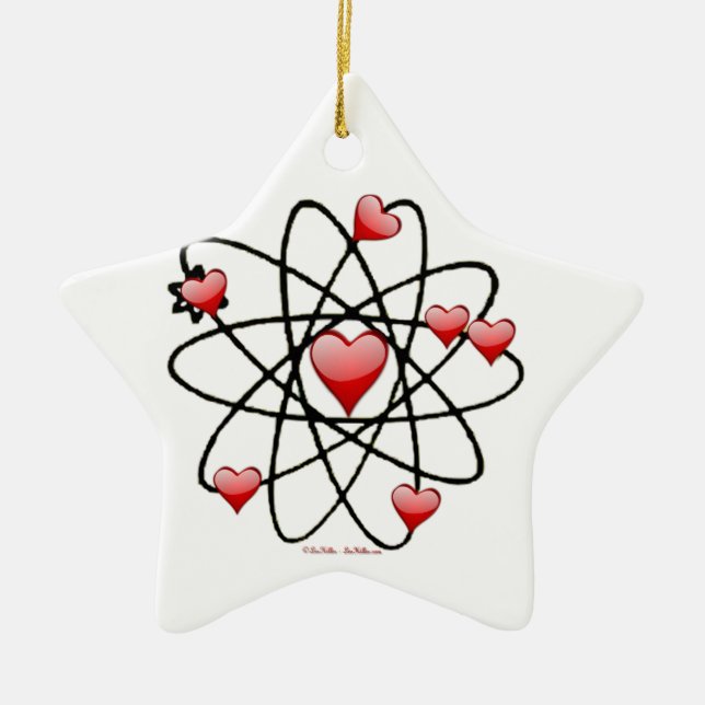 Atomic Valentine Red Hearts Julgransprydnad Keramik (Framsidan)