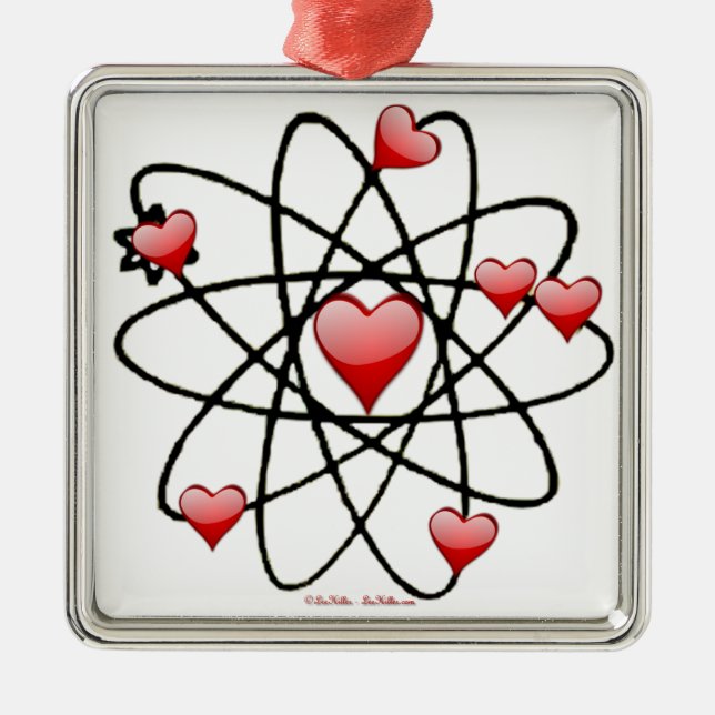 Atomic Valentine Red Hearts Julgransprydnad Metall (Framsidan)