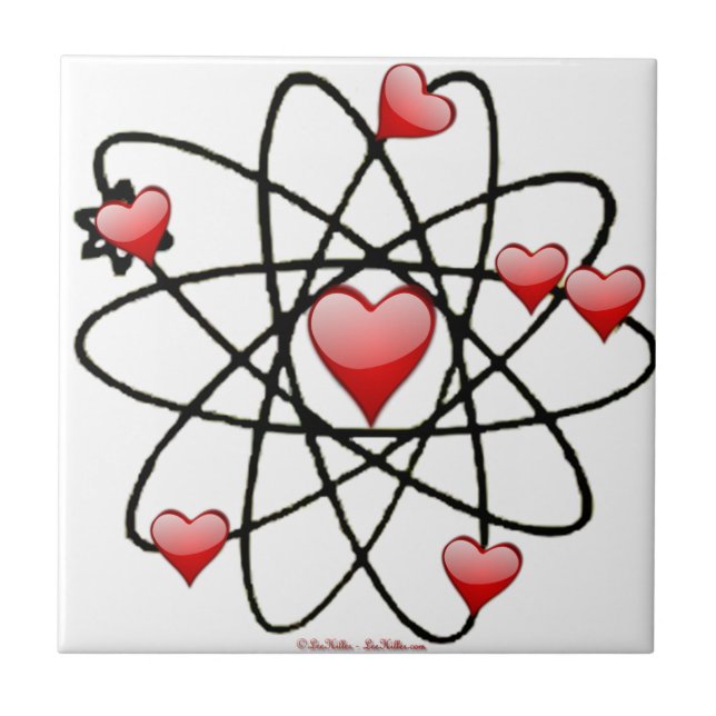 Atomic Valentine Red Hearts Kakelplatta (Framsidan)