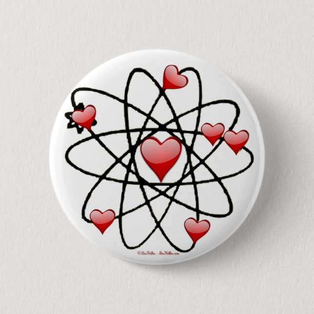 Atomic Valentine Red Hearts Knapp (Framsida)