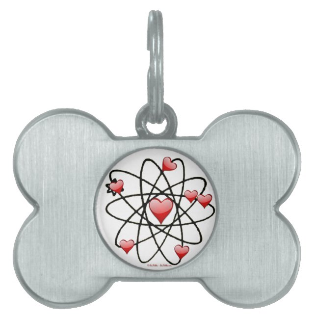 Atomic Valentine Red Hearts Namnbricka Husdjur (Framsidan)