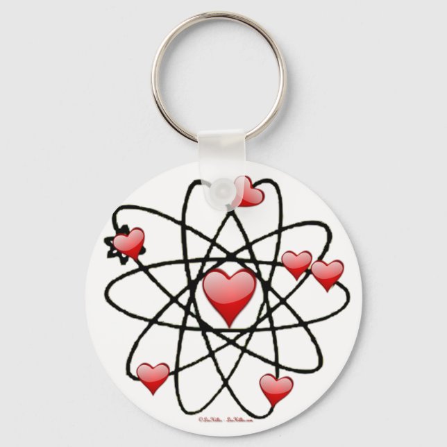 Atomic Valentine Red Hearts Nyckelring (Framsida)