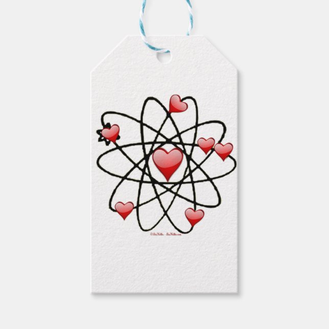 Atomic Valentine Red Hearts Presentetikett (Framsidan)